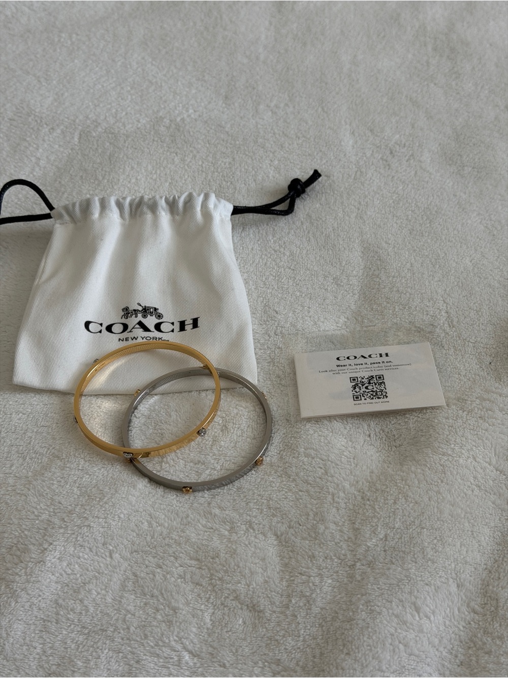 Coach Two-Tone Bangle Set in Gold and Silver